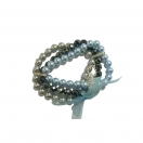 Swarovski Pearl and Crystal Bracelet - 3 Strand (Black, Blue and Grey)